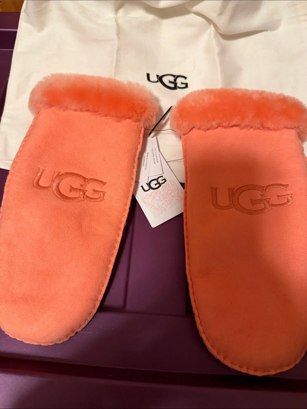 UGG Coral Suede Shearling-Lined Mittens